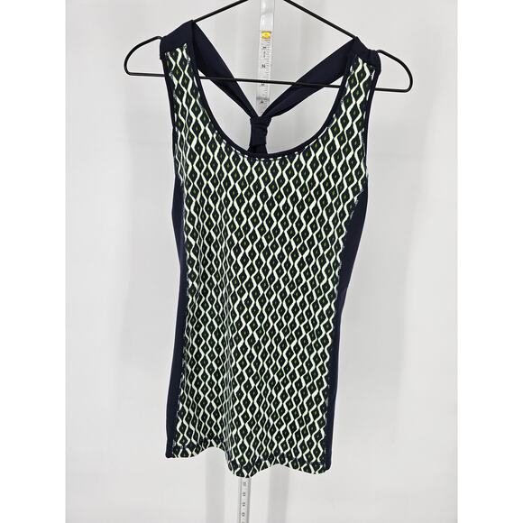 Zenergy by Chicos Womens 1 (L) Racer Back Athletic Tank Top Navy and Lime Green - Picture 1 of 4